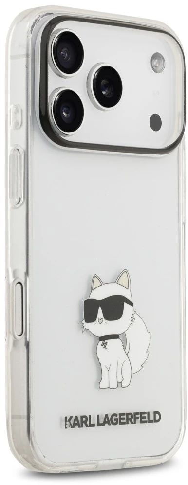 Dėklas Karl Lagerfeld IML NFT Choupette, skirtas iPhone 18 Pro / 17 Pro, permatomas