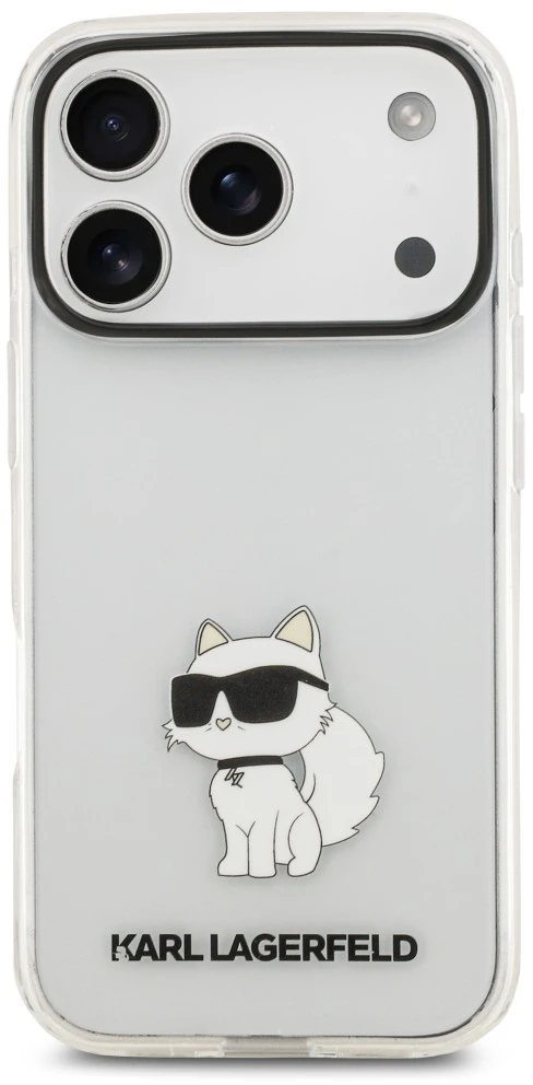 Dėklas Karl Lagerfeld IML NFT Choupette, skirtas iPhone 18 Pro / 17 Pro, permatomas