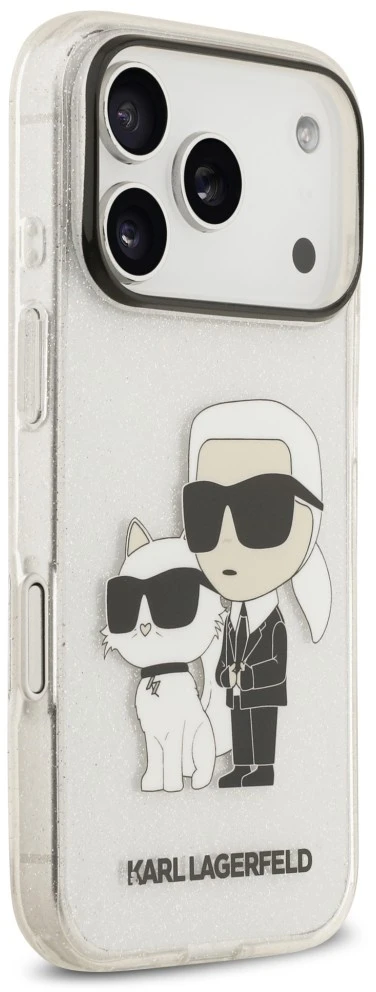 Dėklas Karl Lagerfeld IML NFT Glitter Karl&Choupette iPhone 18 Pro Max / 17 Pro Max permatomas