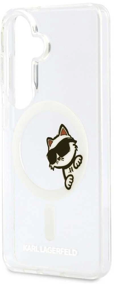 Karl Lagerfeld IML Choupette Peekaboo Logo Magnetic dėklas skirtas Apple iPhone Samsung Galaxy S26 skaidrus
