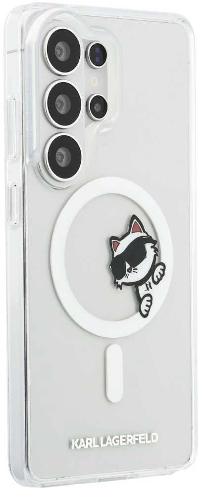 Karl Lagerfeld IML Choupette Peekaboo Logo Magnetic dėklas skirtas Apple iPhone Samsung Galaxy S26 Ultra skaidrus