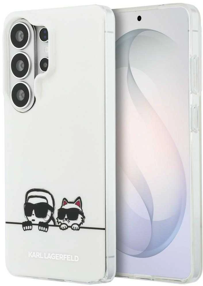 Karl Lagerfeld IML K&CH Peekaboo Logo Magnetic dėklas skirtas Apple iPhone Samsung Galaxy S26 Ultra baltos spalvos