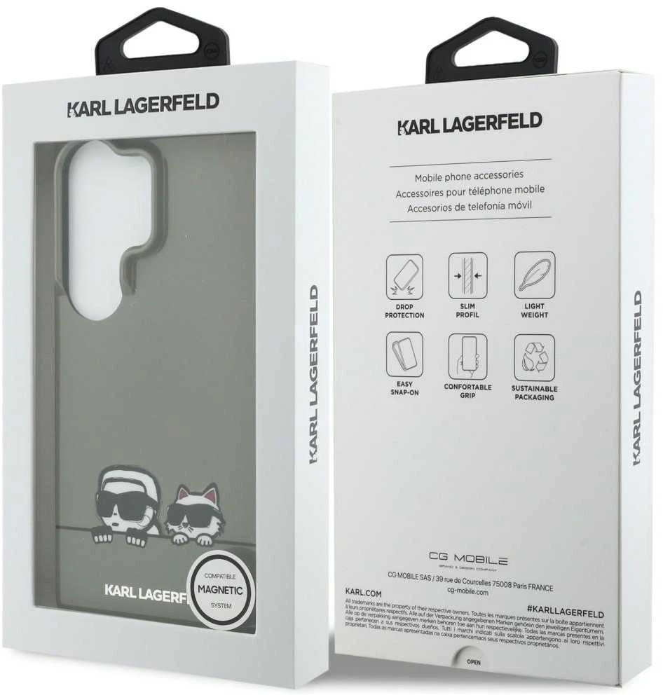 Karl Lagerfeld IML K&CH Peekaboo Logo Magnetic dėklas skirtas Apple iPhone Samsung Galaxy S26 Ultra juodos spalvos