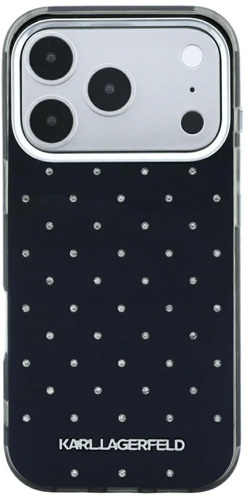 Dėklas Karl Lagerfeld IML Rhinestones Allover and Electroplated Logo skirtas iPhone 18Pro Max/17 Pro Max b