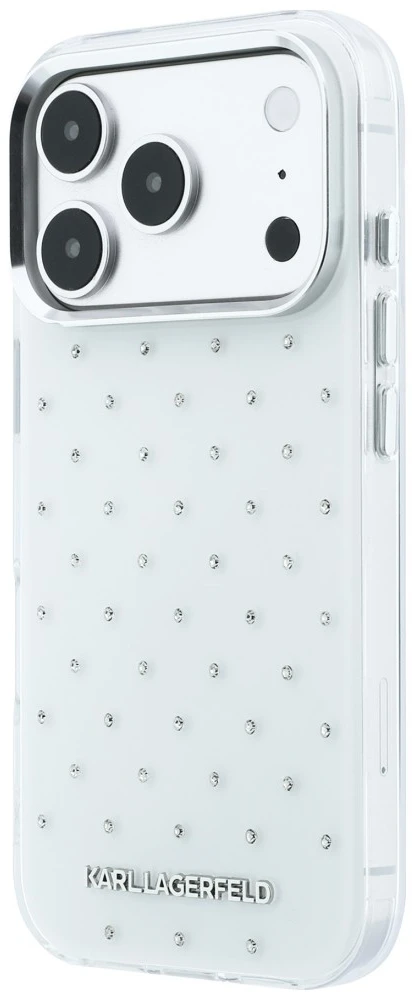 Dėklas Karl Lagerfeld IML Rhinestones Allover and Electroplated Logo skirtas iPhone 18 Pro Max /17 Pro Max
