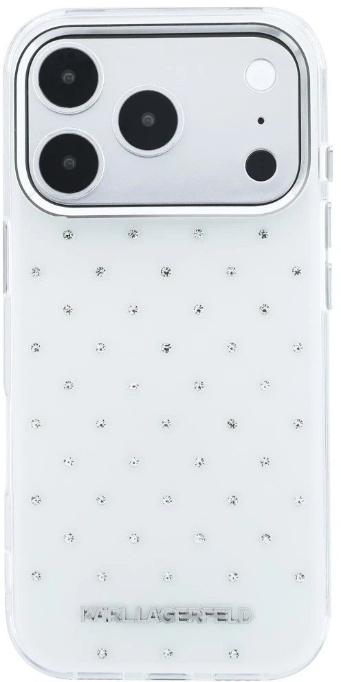Dėklas Karl Lagerfeld IML Rhinestones Allover and Electroplated Logo skirtas iPhone 18 Pro Max /17 Pro Max