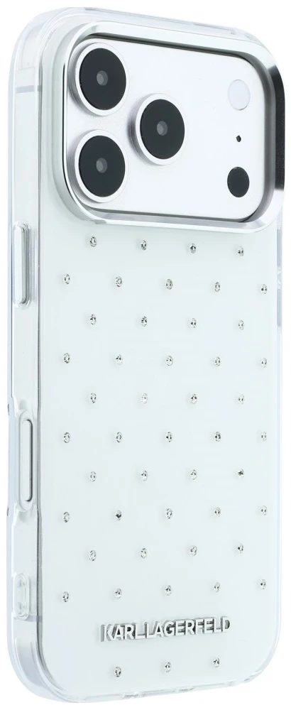Dėklas Karl Lagerfeld IML Rhinestones Allover and Electroplated Logo skirtas iPhone 18 Pro Max /17 Pro Max