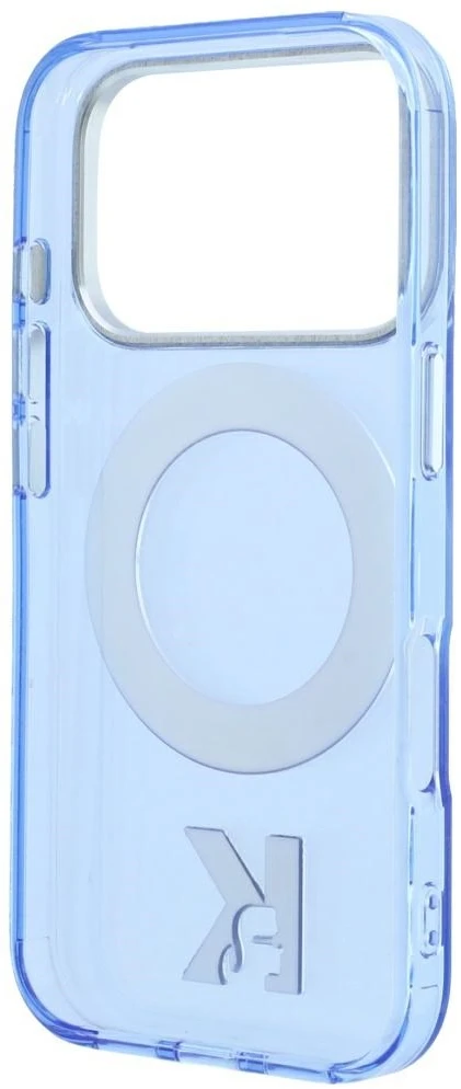 Dėklas Karl Lagerfeld IML Ring Stand 360 Kameo Metal MagSafe Case for iPhone 17 Pro Max / 18 Pro Max - Mėlyna