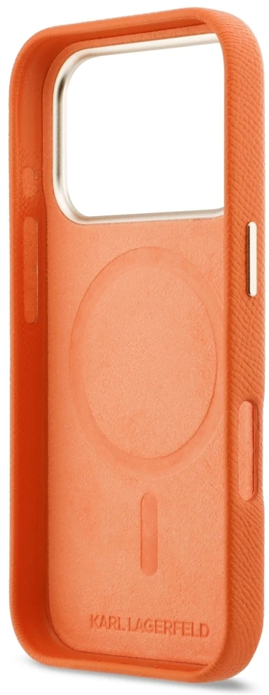 Dėklas Cg Mobile Sas Karl Lagerfeld Karl Head Logo MagSafe case for Iphone 18 Pro Max / iPhone 17 Pro Max oranžinis