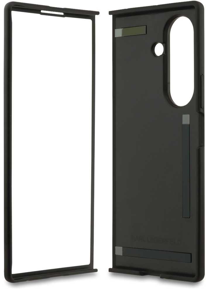 Karl Lagerfeld PU Karl and Choupette Heads Magnetic dėklas skirtas Samsung Galaxy Z Fold 7 juodos spalvos