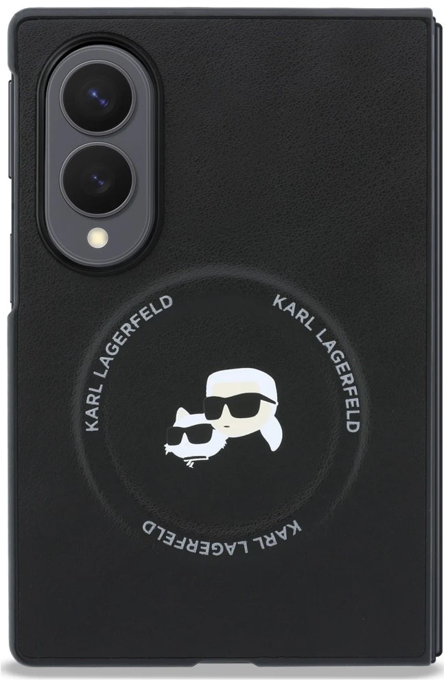 Karl Lagerfeld PU Karl and Choupette Heads Magnetic dėklas Samsung Galaxy Z Fold 8 juodos spalvos