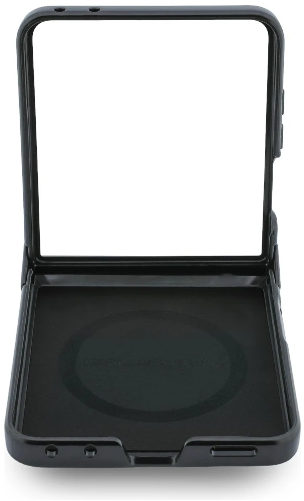 Karl Lagerfeld PU Karl and Choupette Heads Magnetic dėklas Samsung Galaxy Z Flip 8 juodos spalvos