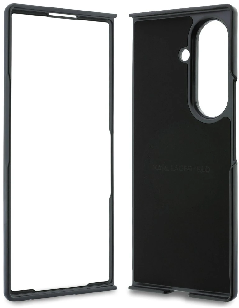 Karl Lagerfeld PU Karl and Choupette Heads Magnetic dėklas Samsung Galaxy Z Fold 8 Ultra juodos spalvos