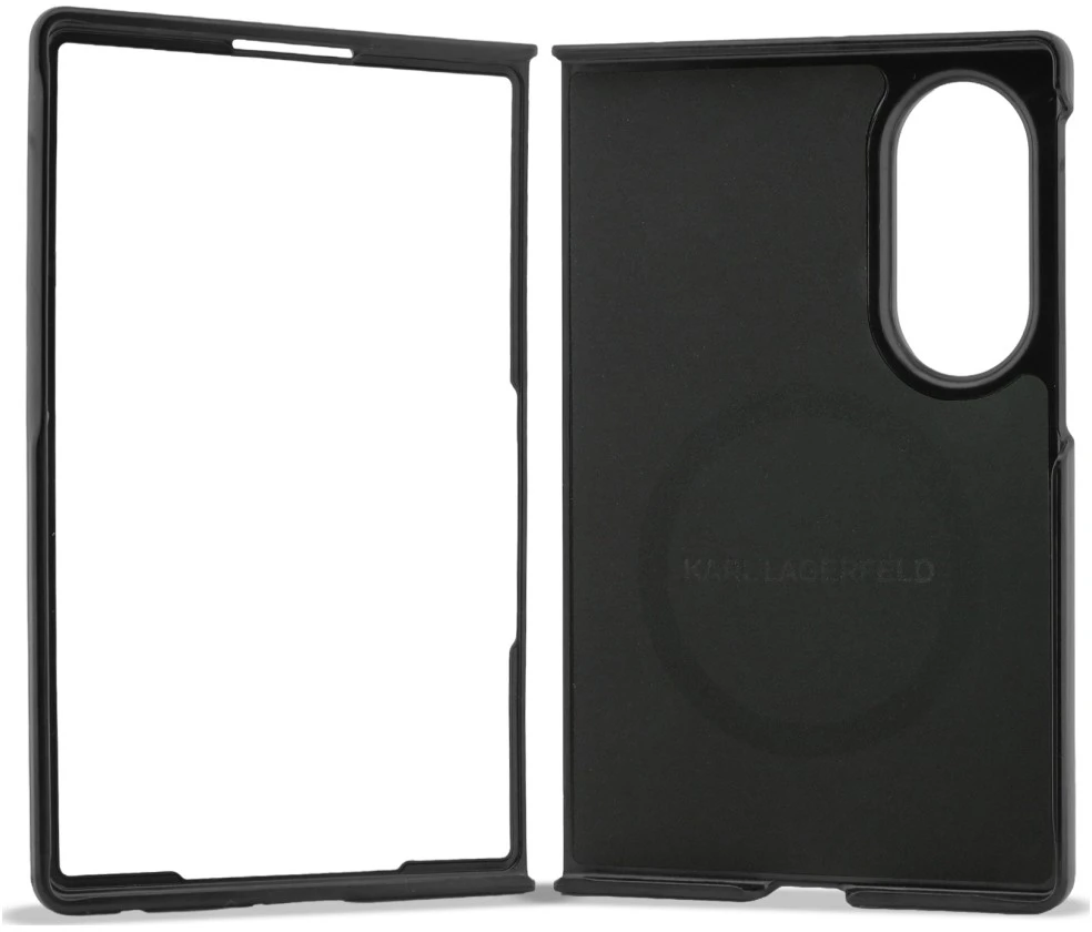 Karl Lagerfeld PU Karl and Choupette Heads Magnetic dėklas Samsung Galaxy Z Fold 8 juodos spalvos