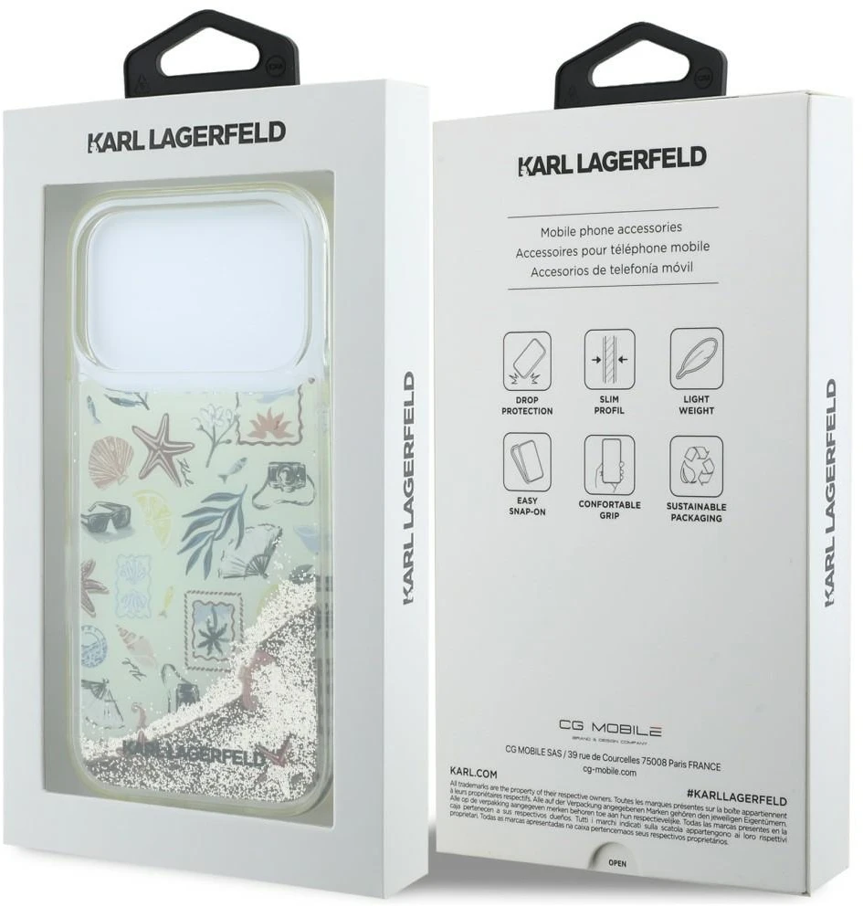 Dėklas Karl Lagerfeld Liquid Glitter Beach & Sand Case for iPhone 17 Pro / 18 Pro - rusvai gelsvas
