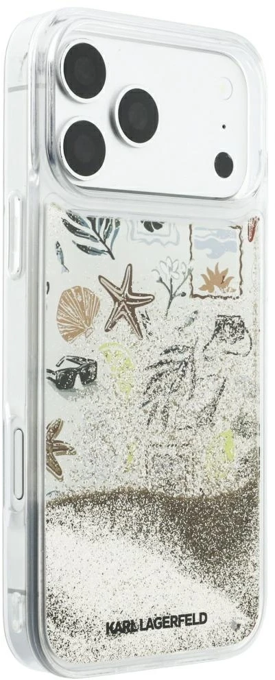 Dėklas Karl Lagerfeld Liquid Glitter Beach & Sand Case for iPhone 17 Pro Max / 18 Pro Max - rusvai gelsvas
