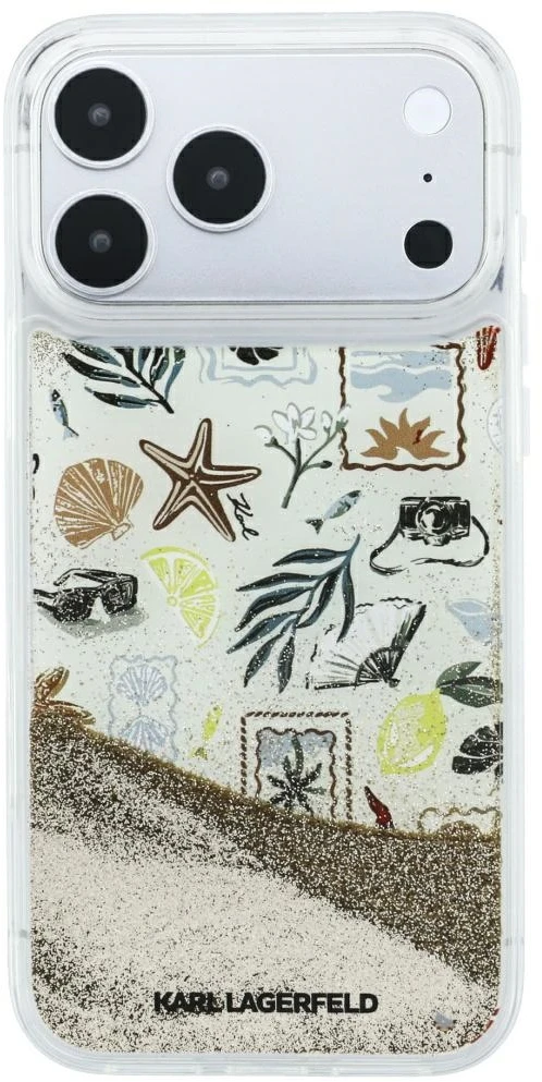 Dėklas Karl Lagerfeld Liquid Glitter Beach & Sand Case for iPhone 17 Pro Max / 18 Pro Max - rusvai gelsvas