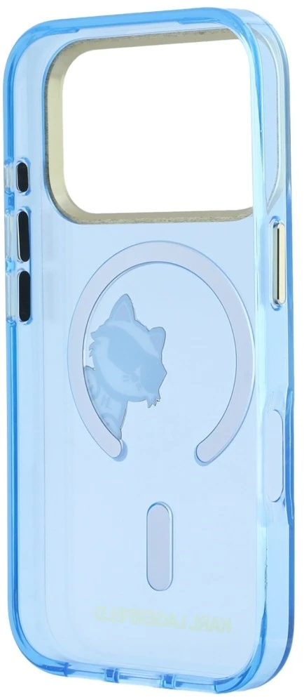 Dėklas Karl Lagerfeld Peekaboo Logo MagSafe do iPhone 18 Pro / 17 Pro šviesiai mėlyna