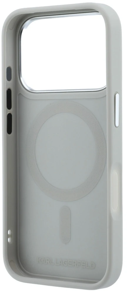 Dėklas Karl Lagerfeld Point & Choupette Sketch MagSafe do iPhone 18 Pro / 17 Pro pilka