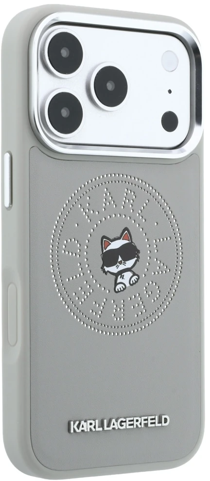 Dėklas Karl Lagerfeld Point & Choupette Sketch MagSafe do iPhone 18 Pro Max / 17 Pro Max pilka