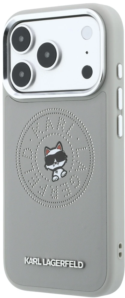 Dėklas Karl Lagerfeld Point & Choupette Sketch MagSafe do iPhone 18 Pro / 17 Pro pilka