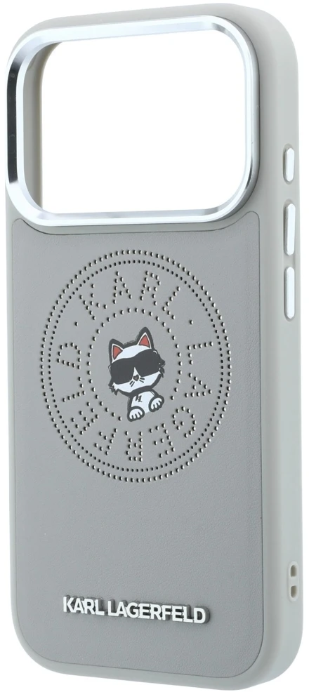 Dėklas Karl Lagerfeld Point & Choupette Sketch MagSafe do iPhone 18 Pro / 17 Pro pilka