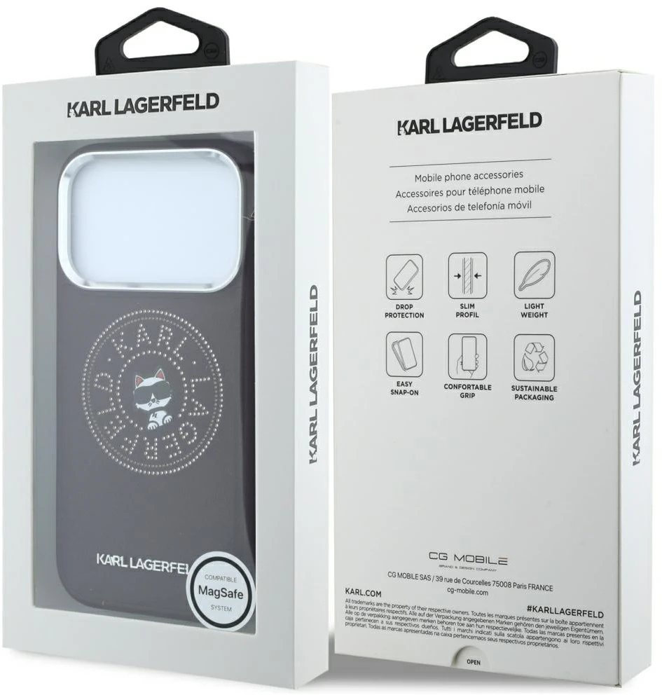 Dėklas Karl Lagerfeld Point Choupette Sketch MagSafe case for iPhone 18 Pro / 17 Pro burgundy