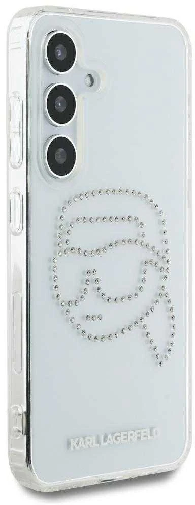 Dėklas Karl Lagerfeld Rhinestones Karl Head Logo Samsung Galaxy S25 skaidrus