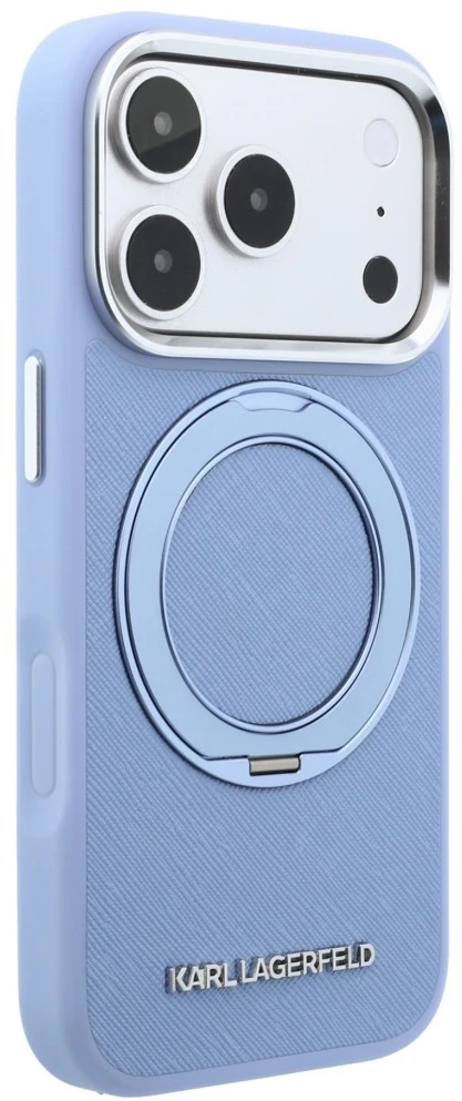 Dėklas Cg Mobile Sas Karl Lagerfeld Ring Stand 360 Saffiano Classic Logo MagSafe case for Iphone 18 Pro Max / 17 Pro Max mėlynas