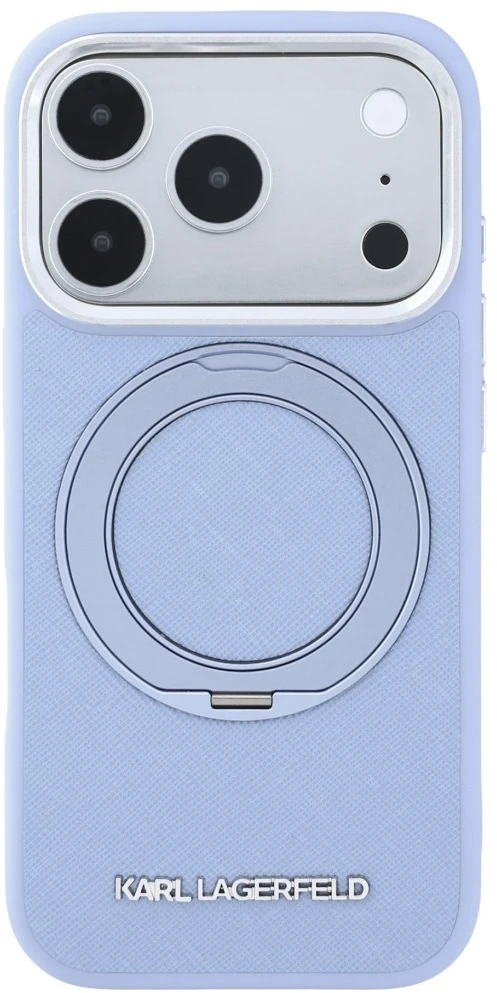 Dėklas Cg Mobile Sas Karl Lagerfeld Ring Stand 360 Saffiano Classic Logo MagSafe case for Iphone 18 Pro Max / 17 Pro Max mėlynas