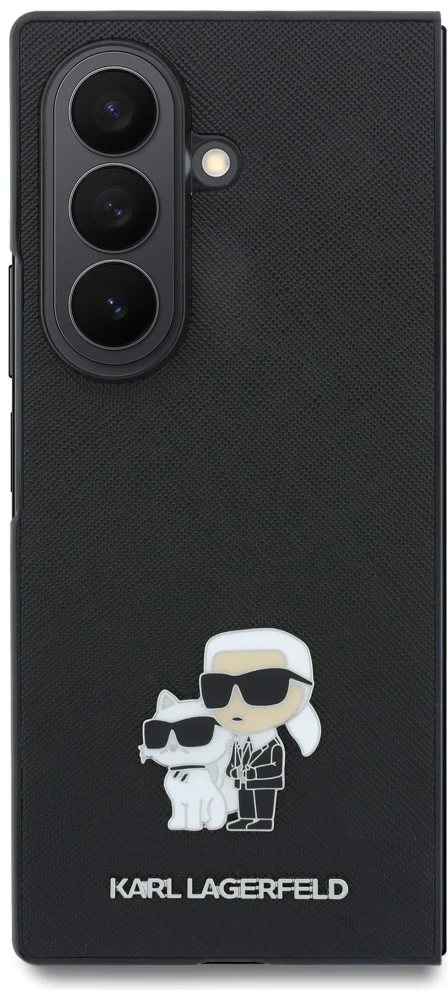 Karl Lagerfeld PU Saffiano Karl and Choupette dėklas Samsung Galaxy Z Fold 8 Ultra juodos spalvos