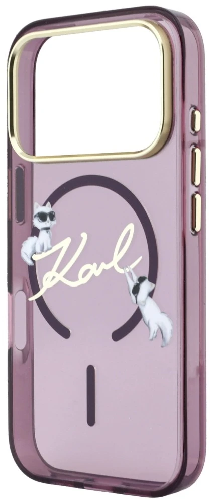 Dėklas Karl Lagerfeld Script Logo MagSafe do iPhone 18 Pro Max / 17 Pro Max bordo spalvos