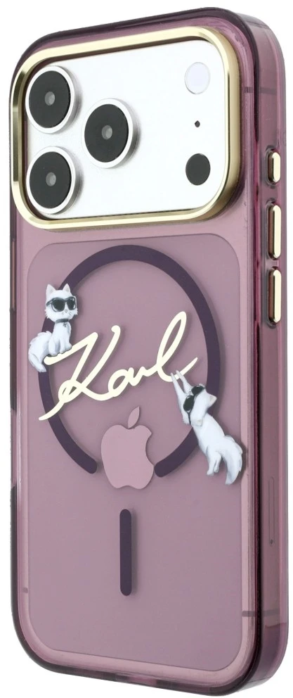 Dėklas Karl Lagerfeld Script Logo MagSafe do iPhone 18 Pro Max / 17 Pro Max bordo spalvos