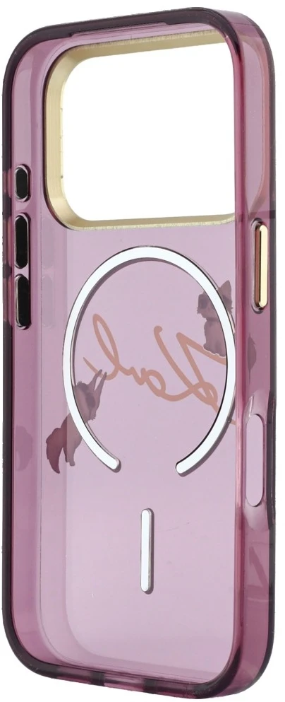 Dėklas Karl Lagerfeld Script Logo MagSafe do iPhone 18 Pro Max / 17 Pro Max bordo spalvos