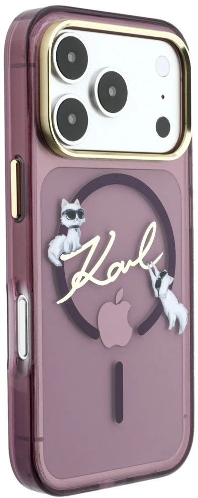 Dėklas Karl Lagerfeld Script Logo MagSafe do iPhone 18 Pro Max / 17 Pro Max bordo spalvos