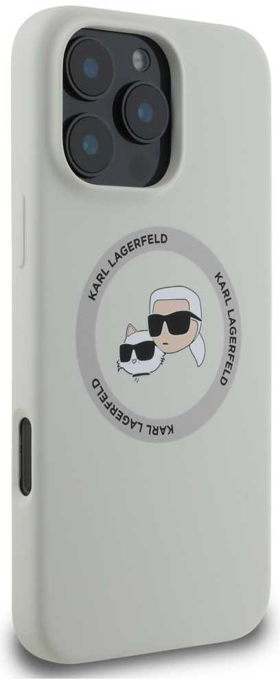 Dėklas Karl Lagerfeld Liquid silikoninis K&CH Heads MagSafe Apple iPhone 16 Pro rusvai gelsvas