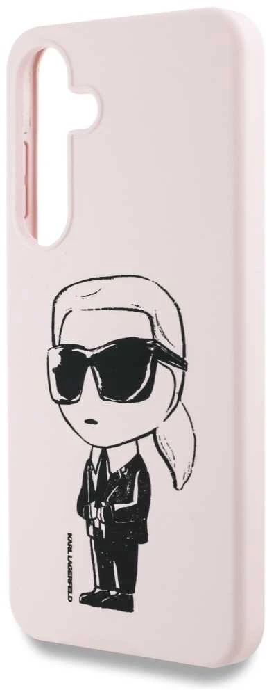 Dėklas Karl Lagerfeld Silicone Graffiti Ikonik Printed Logo MagSafe Samsung Galaxy S25 rožinės spalvos