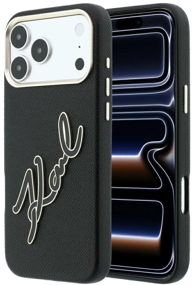 Dėklas Karl Lagerfeld Smooth Big Resin Signature Logo Case for iPhone 18 Pro Max / 17 Pro Max - Juodas