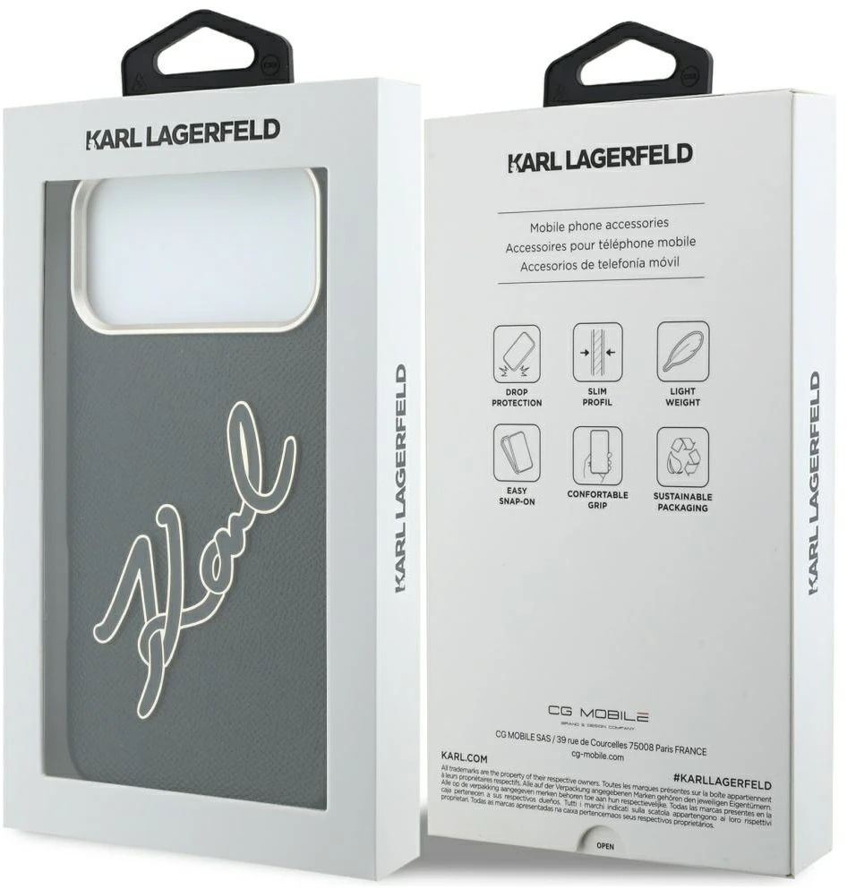 Dėklas Karl Lagerfeld Smooth Big Resin Signature Logo Case for iPhone 18 Pro Max / 17 Pro Max - Juodas