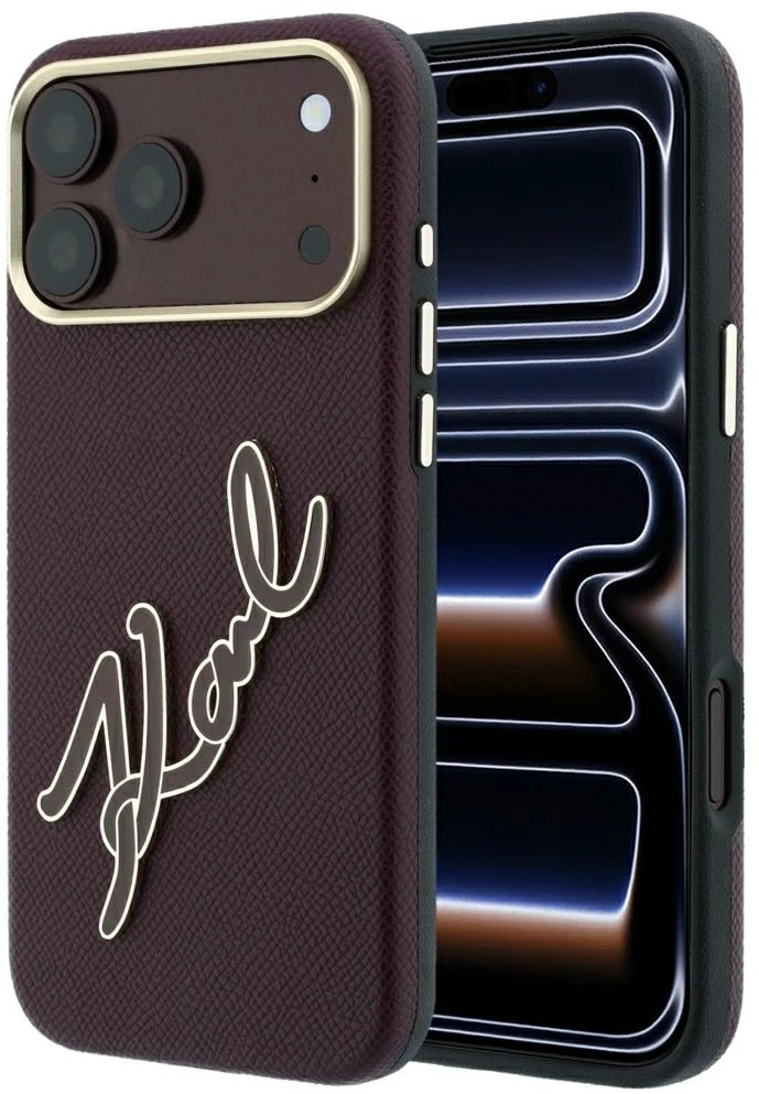 Dėklas Karl Lagerfeld Smooth Big Resin Signature Logo do iPhone 18 Pro Max / 17 Pro Max bordo spalvos