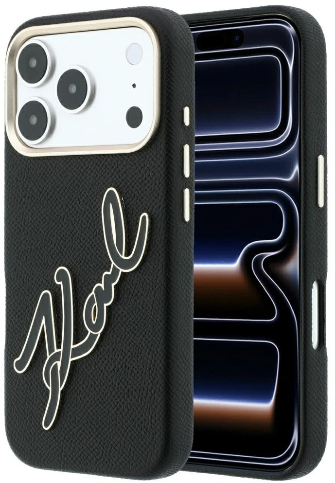Dėklas Karl Lagerfeld Smooth Big Resin Signature Logo Case for iPhone 18 Pro / 17 Pro - Juodas