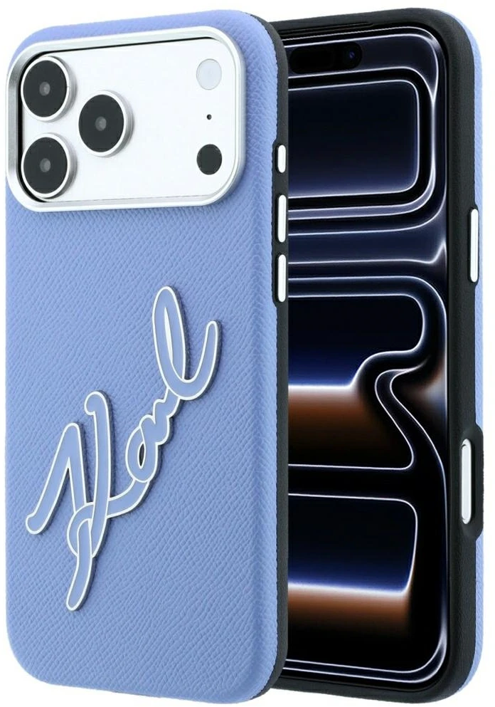 Dėklas Karl Lagerfeld Smooth Big Resin Signature Logo do iPhone 18 Pro Max / 17 Pro Max mėlyna