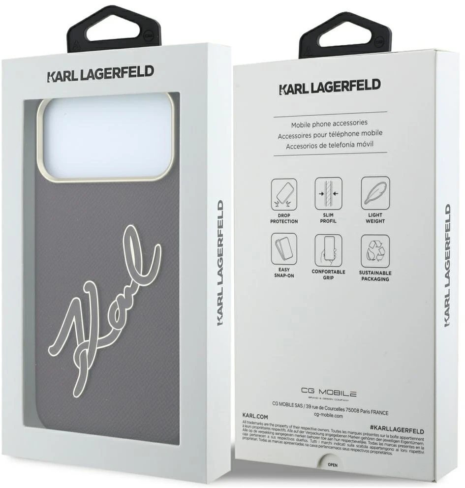 Dėklas Karl Lagerfeld Smooth Big Resin Signature Logo do iPhone 18 Pro Max / 17 Pro Max bordo spalvos