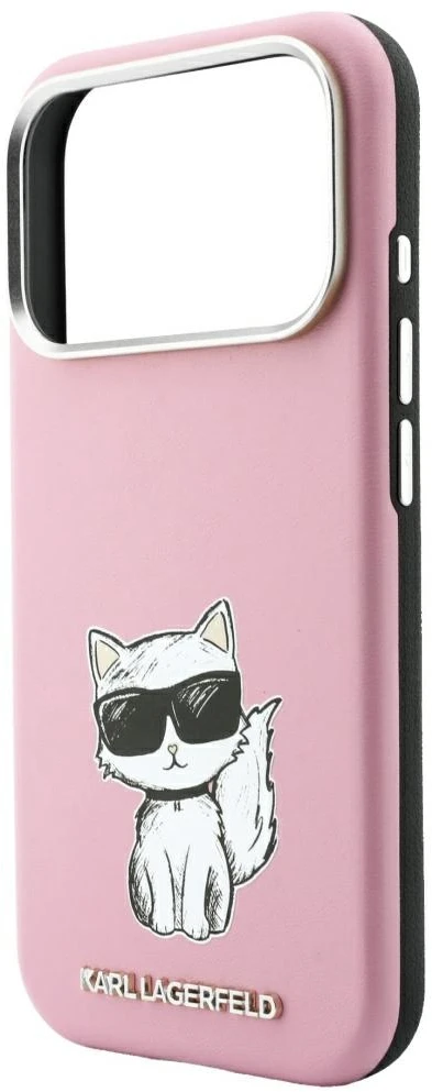 Dėklas Karl Lagerfeld Smooth Choupette Sketch MagSafe do iPhone 18 Pro / 17 Pro rožinė