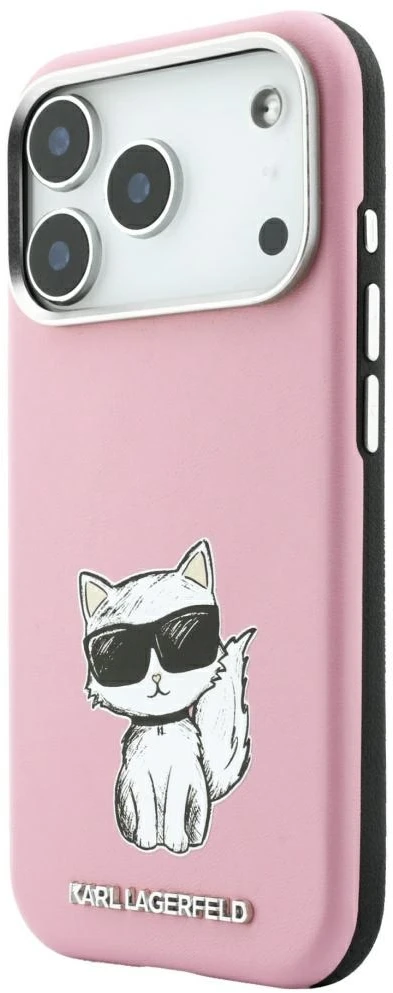 Dėklas Karl Lagerfeld Smooth Choupette Sketch MagSafe do iPhone 18 Pro / 17 Pro rožinė