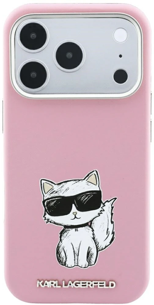 Dėklas Karl Lagerfeld Smooth Choupette Sketch MagSafe do iPhone 18 Pro / 17 Pro rožinė