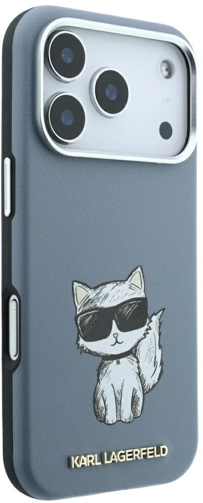 Dėklas Karl Lagerfeld Smooth Choupette Sketch MagSafe do iPhone 18 Pro / 17 Pro Šviesiai mėlynas