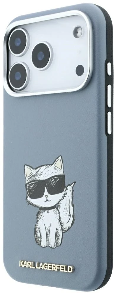 Dėklas Karl Lagerfeld Smooth Choupette Sketch MagSafe do iPhone 18 Pro / 17 Pro Šviesiai mėlynas