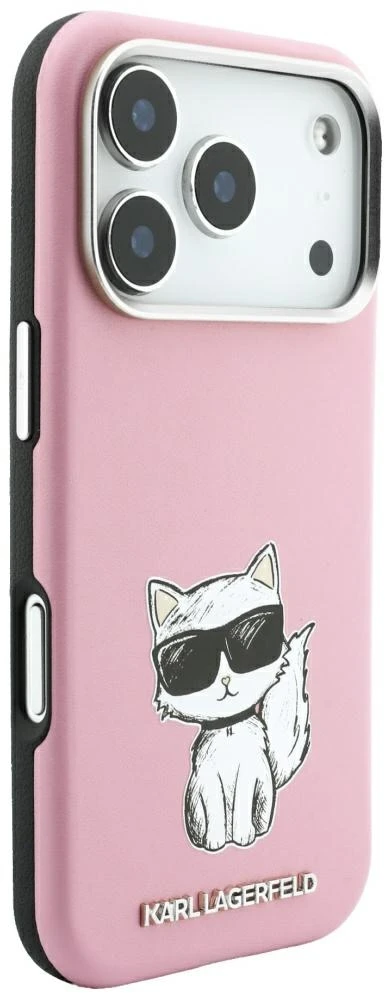 Dėklas Karl Lagerfeld Smooth Choupette Sketch MagSafe do iPhone 18 Pro / 17 Pro rožinė