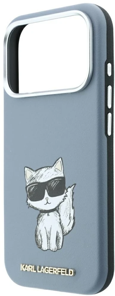 Dėklas Karl Lagerfeld Smooth Choupette Sketch MagSafe do iPhone 18 Pro / 17 Pro Šviesiai mėlynas